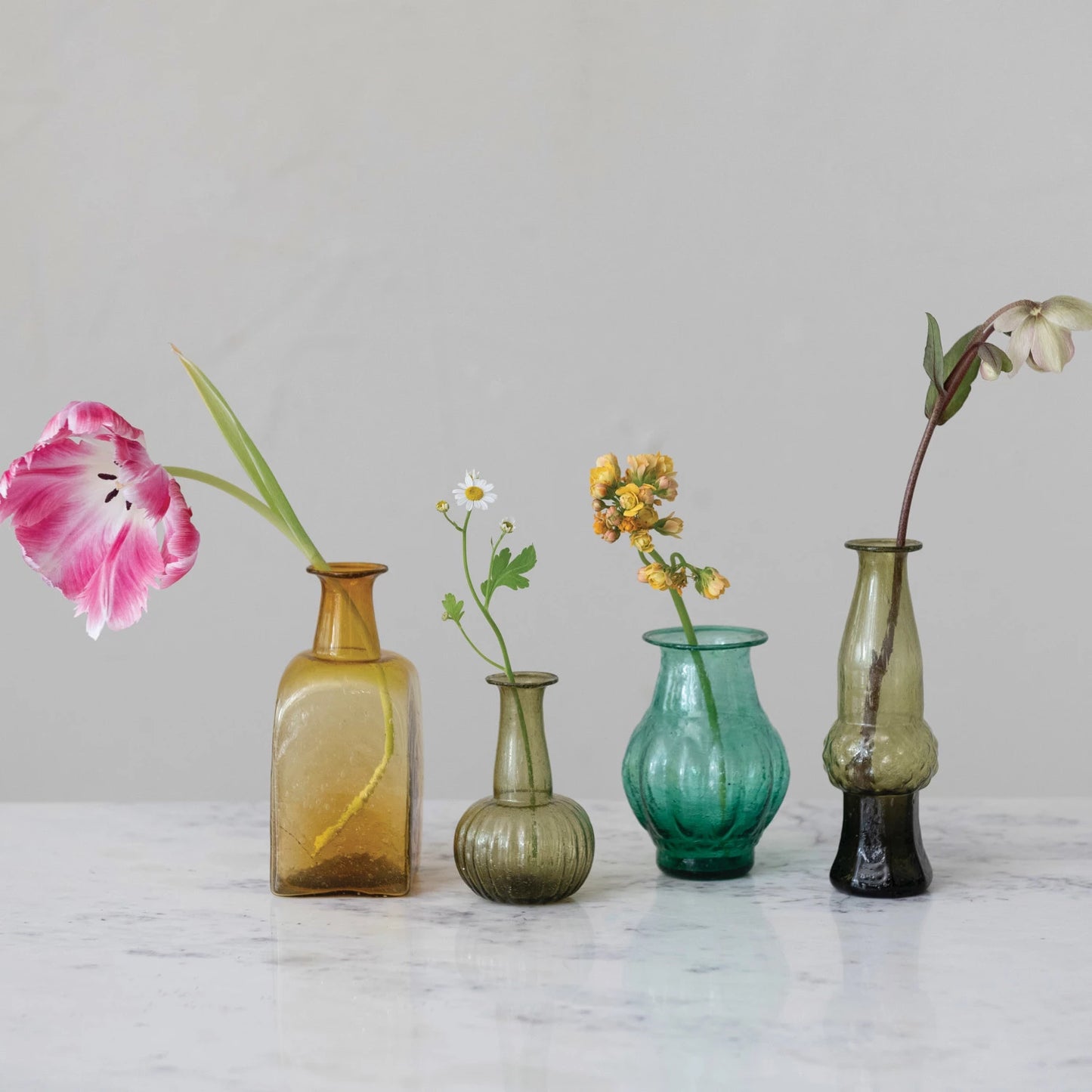 S/4 Hand-Blown Glass Vases