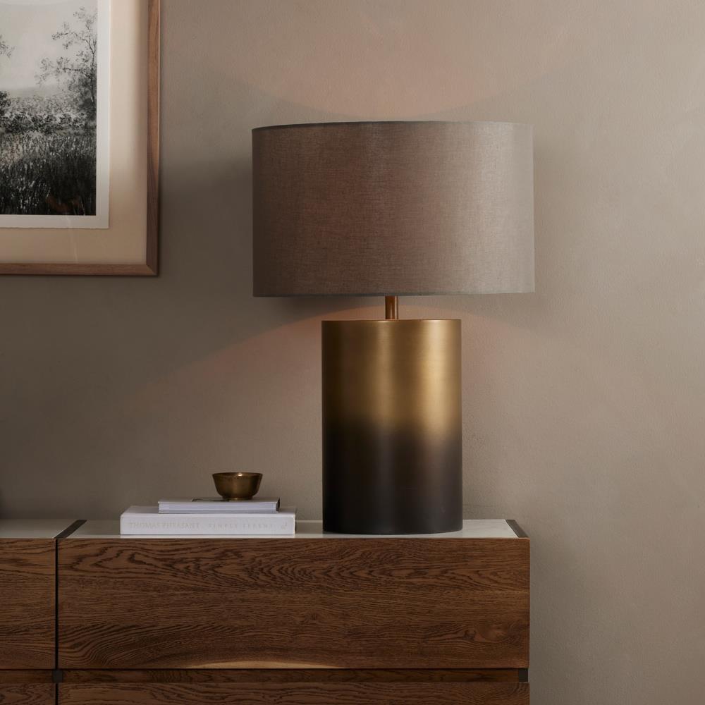 CAMERON TABLE LAMP-OMBRE ANTIQUE BRASS