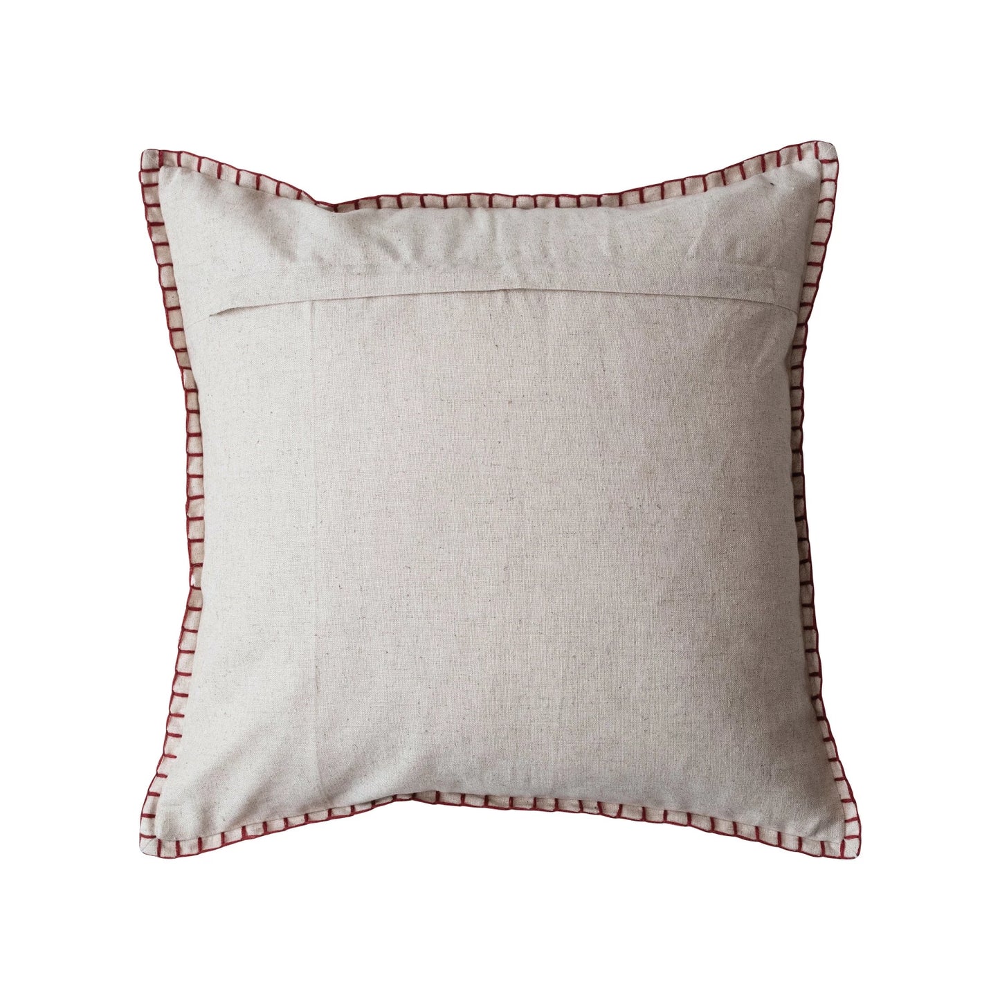 Red Linen Embroidered Pillow