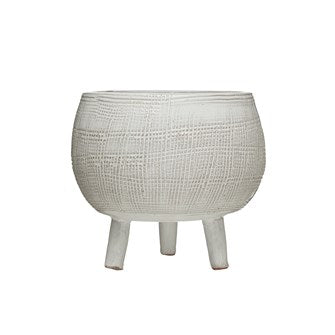 WHITE TERRACOTTA POT WITH LEGS