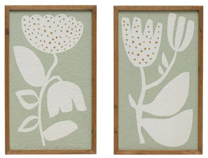 Wood Framed Flower Art