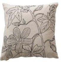 Pillow with Botanical Embroidery